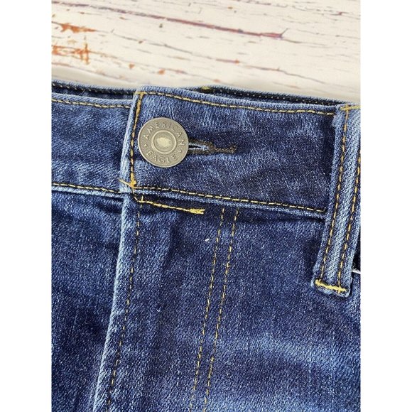 American Eagle Airflex Jean Shorts Sz 33 Stretch Denim Booty Raw Hem Cut Offs - Picture 5 of 8